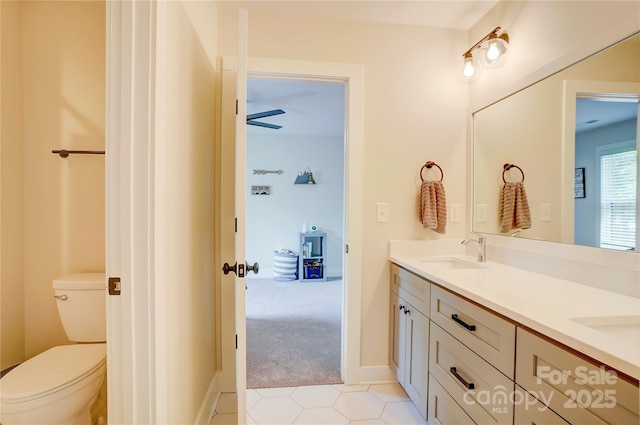 1062 Willow Ridge Ln, Fort Mill, SC 29707 - bathroom with double vanity, toilet, and tile patterned flooring