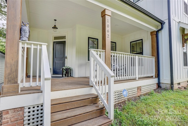 1062 Willow Ridge Ln, Fort Mill, SC 29707 - entrance to property featuring a porch, board and batten siding, and crawl space