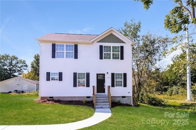 515 Kings Mountain St, Clover, SC 29710 - view of front of property with crawl space, a front lawn, and entry steps