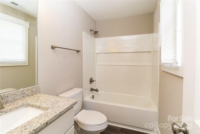 515 Kings Mountain St, Clover, SC 29710 - bathroom featuring vanity, toilet, shower / washtub combination, and wood finished floors