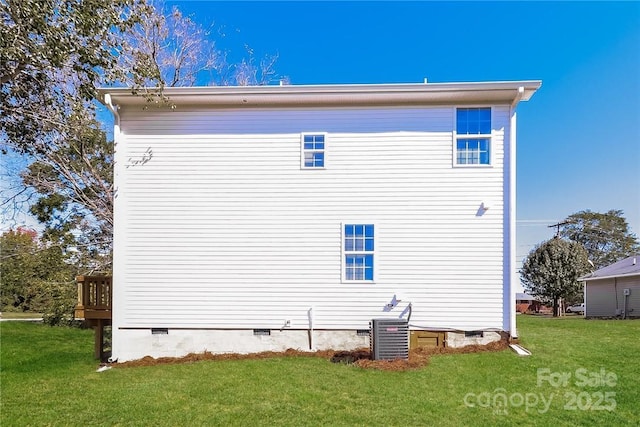 515 Kings Mountain St, Clover, SC 29710 - back of house with crawl space, a yard, and central air condition unit