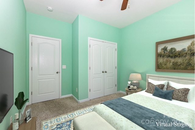 10105 Community House Rd, Charlotte, NC 28277 - bedroom featuring a closet, carpet floors, and a ceiling fan