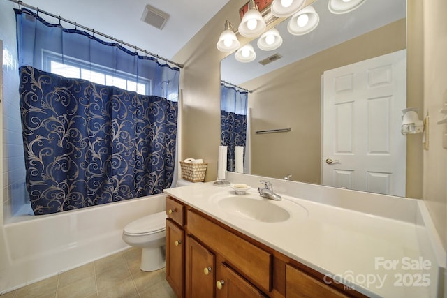 920 Old Forester Ln, Charlotte, NC 28214 - bathroom with shower / bath combo, vanity, toilet, and tile patterned flooring