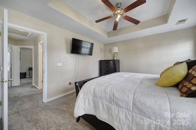 920 Old Forester Ln, Charlotte, NC 28214 - bedroom featuring carpet, baseboards, a raised ceiling, and ceiling fan