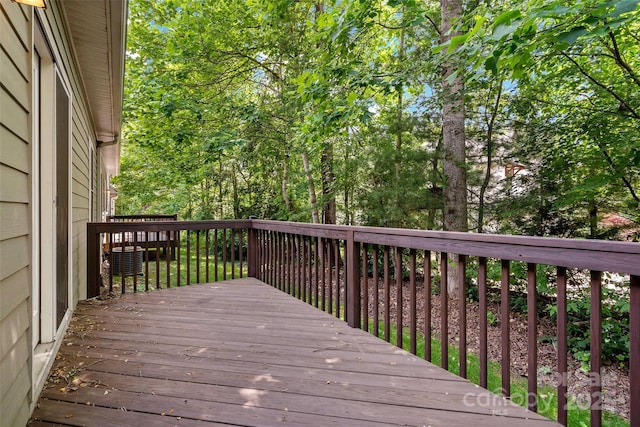1 Teresa Way, Black Mountain, NC 28711 - wooden terrace featuring central AC unit and view of wooded area