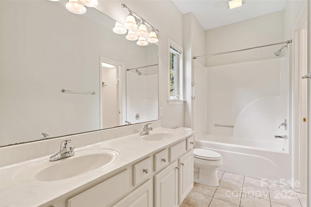 1 Teresa Way, Black Mountain, NC 28711 - bathroom featuring tile patterned flooring, washtub / shower combination, double vanity, and toilet