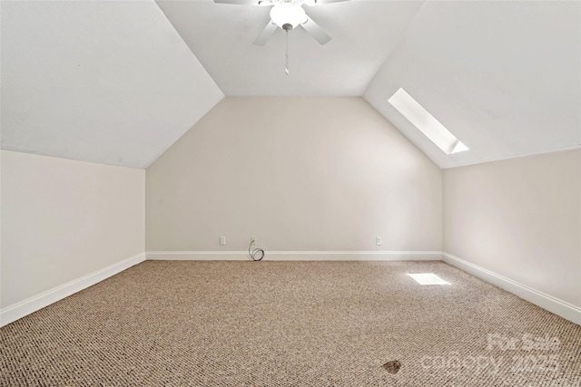 1 Teresa Way, Black Mountain, NC 28711 - bonus room featuring a skylight, vaulted ceiling, ceiling fan, carpet, and baseboards