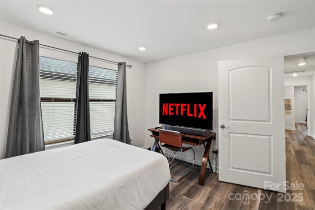 2813 Ava Ave, Charlotte, NC 28208 - bedroom featuring dark wood-style floors, baseboards, and recessed lighting