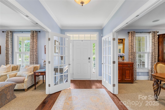 738 Rocky Hollow Trl, Clover, SC 29710 - foyer entrance with wood-type flooring, french doors, and ornamental molding