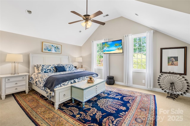 738 Rocky Hollow Trl, Clover, SC 29710 - bedroom with carpet, lofted ceiling, a ceiling fan, recessed lighting, and baseboards