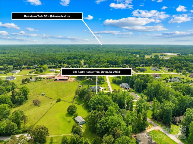738 Rocky Hollow Trl, Clover, SC 29710 - aerial view of property's location featuring a heavily wooded area and property parcel outlined