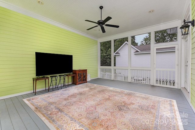 9210 Ginhouse Ln, Charlotte, NC 28277 - sunroom featuring a ceiling fan