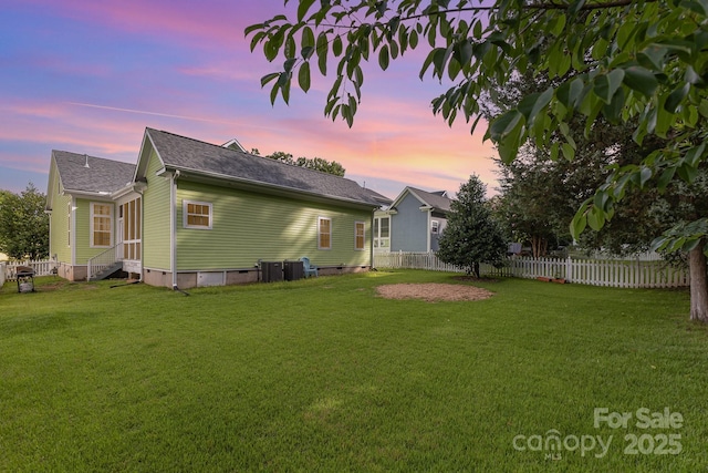 9210 Ginhouse Ln, Charlotte, NC 28277 - back of house featuring crawl space, entry steps, a fenced backyard, and roof with shingles