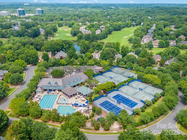 9210 Ginhouse Ln, Charlotte, NC 28277 - bird's eye view of a pool area and a golf course
