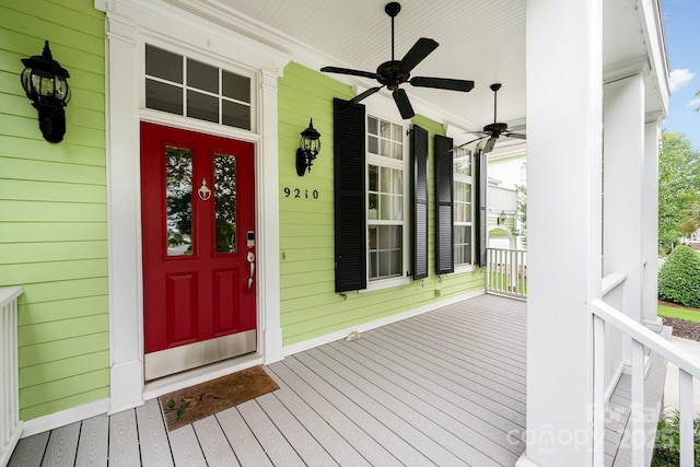 9210 Ginhouse Ln, Charlotte, NC 28277 - doorway to property featuring a porch and ceiling fan