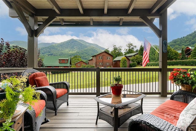 649 Panoramic Loop, Maggie Valley, NC 28751 - wooden deck with a mountain view and a lawn
