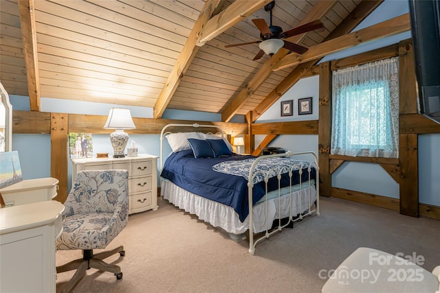 649 Panoramic Loop, Maggie Valley, NC 28751 - bedroom featuring wooden ceiling, light carpet, and a ceiling fan