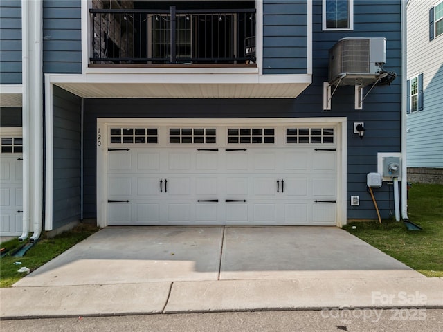 120 August Ln, Stallings, NC 28104 - garage featuring central AC unit and concrete driveway