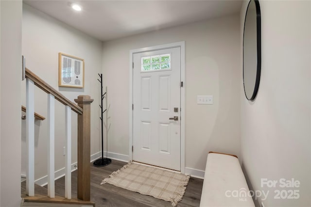120 August Ln, Stallings, NC 28104 - entryway featuring wood finished floors, baseboards, stairs, and recessed lighting