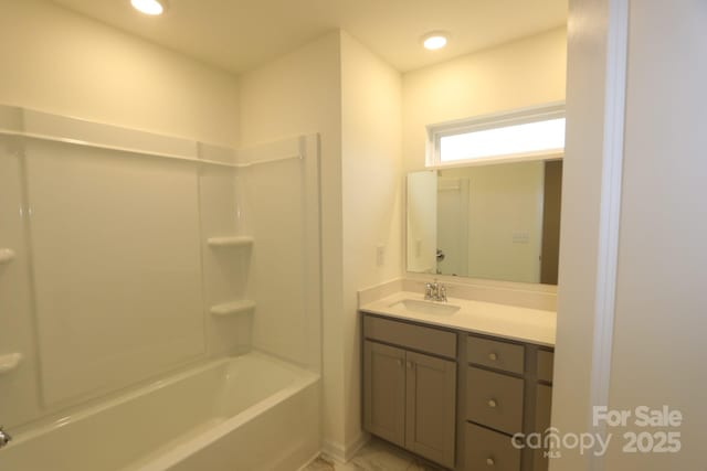 222 Harpers Run Ln, Matthews, NC 28104 - bathroom featuring vanity and bathing tub / shower combination