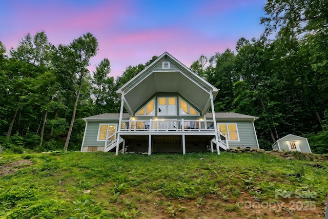 771 Sally Gap Rd, Old Fort, NC 28762 - rear view of house featuring stairs, a shed, and a deck