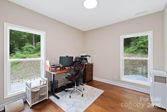 771 Sally Gap Rd, Old Fort, NC 28762 - office area featuring dark wood-type flooring and plenty of natural light
