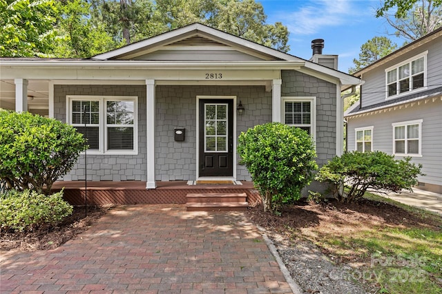 2813 Hilliard Dr, Charlotte, NC 28205 - view of front of house featuring a porch and a chimney