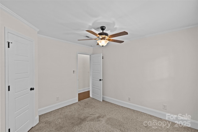 2813 Hilliard Dr, Charlotte, NC 28205 - unfurnished bedroom with carpet, crown molding, and ceiling fan
