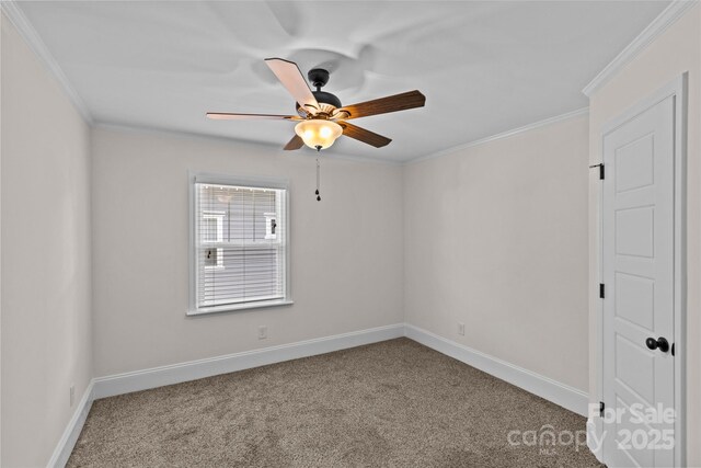 2813 Hilliard Dr, Charlotte, NC 28205 - carpeted spare room with ceiling fan and ornamental molding