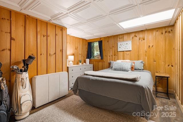 2255 Wolf Laurel Rd, Mars Hill, NC 28754 - bedroom with wooden walls and an ornate ceiling