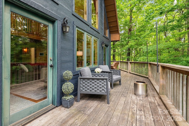 2255 Wolf Laurel Rd, Mars Hill, NC 28754 - wooden deck with an outdoor hangout area