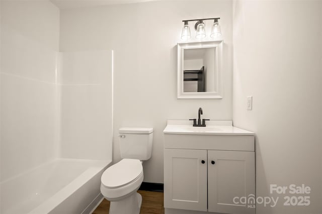 1214 Northwoods Dr, Kings Mountain, NC 28086 - bathroom with toilet, vanity, and wood finished floors