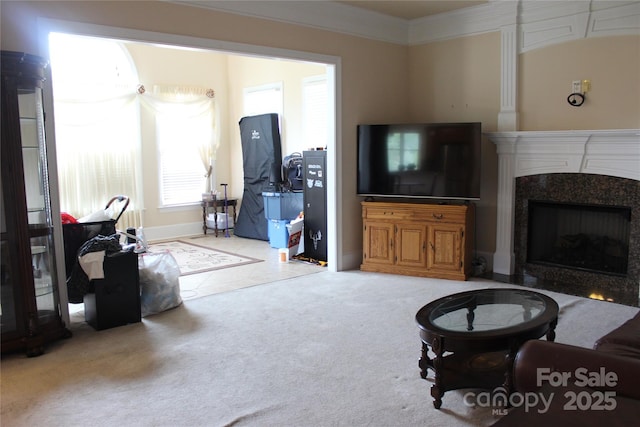 8620 Rolling Fields Rd, Charlotte, NC 28227 - living area featuring carpet floors and a premium fireplace