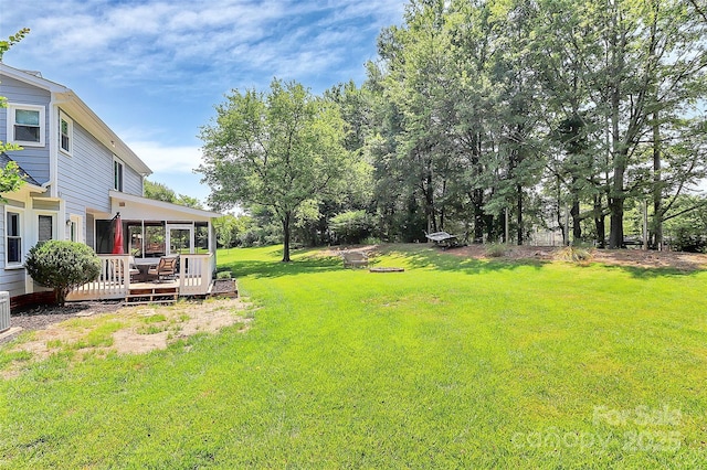 1011 Bydeford Ct, Matthews, NC 28105 - view of grassy yard with a wooden deck