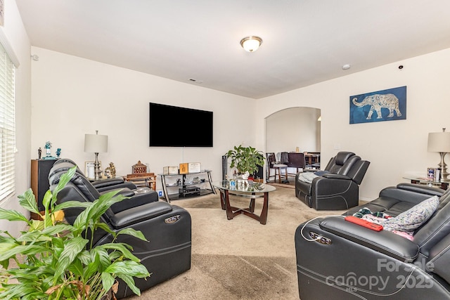8005 Stevie Oaks Ln, Charlotte, NC 28215 - carpeted living area with arched walkways