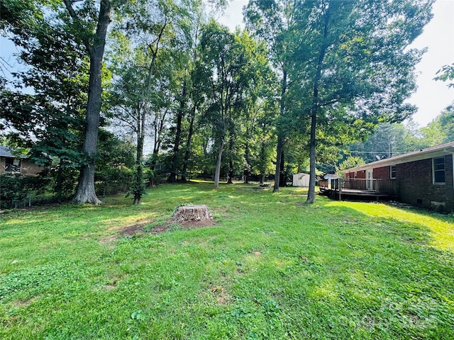 316 Meadowood Cir, Kannapolis, NC 28081 - view of grassy yard featuring a deck