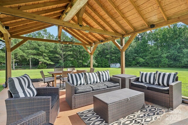 2018 Whiskery Ct, York, SC 29745 - view of patio / terrace featuring outdoor lounge area, view of scattered trees, and a storage unit