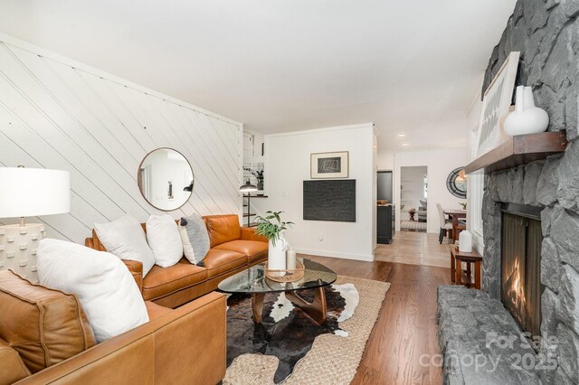 1601 Wandering Way Dr, Charlotte, NC 28226 - living area with wood finished floors and a stone fireplace