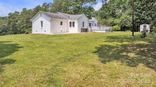 3804 Lippard Ln, Valdese, NC 28690 - view of green lawn featuring a deck and central air condition unit
