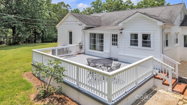 3804 Lippard Ln, Valdese, NC 28690 - back of property featuring roof with shingles, a yard, and a wooden deck