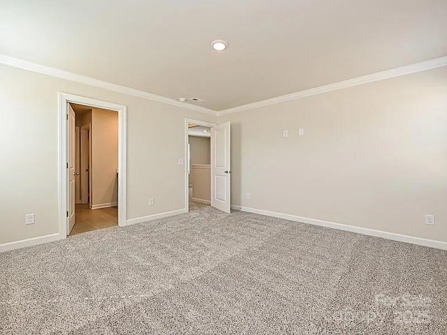 213 Jp Dr, Albemarle, NC 28001 - unfurnished bedroom featuring light carpet, ornamental molding, baseboards, and recessed lighting