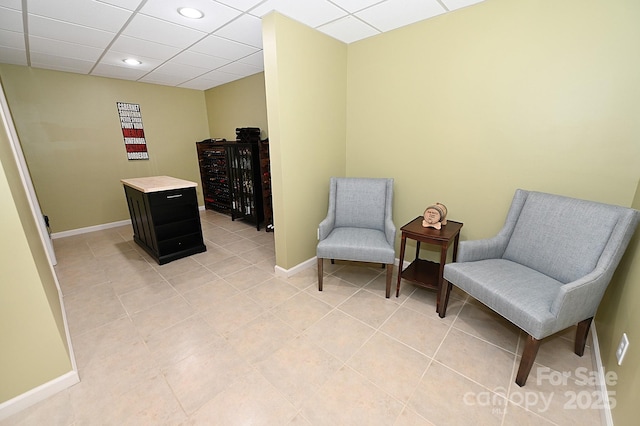 6302 Dwayne Starnes Dr, Hickory, NC 28602 - living area with baseboards, light tile patterned floors, a paneled ceiling, and recessed lighting