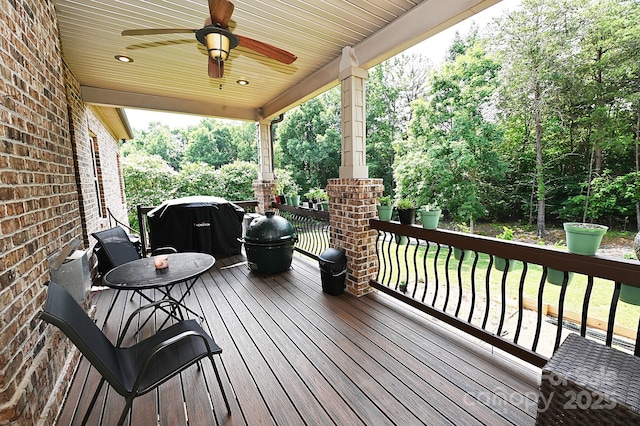 6302 Dwayne Starnes Dr, Hickory, NC 28602 - wooden porch with a ceiling fan