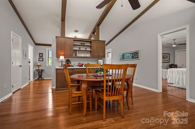 44 Jervey Rd Unit 3A, Tryon, NC 28782 - dining area featuring ceiling fan, baseboards, and dark wood-type flooring