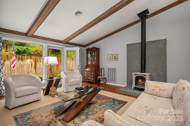 44 Jervey Rd Unit 3A, Tryon, NC 28782 - living area with a wood stove, baseboards, and wood finished floors