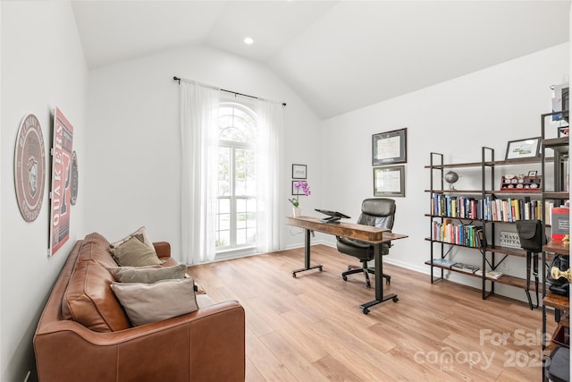 502 Roxanne Ct NW, Concord, NC 28027 - home office featuring lofted ceiling and light wood finished floors