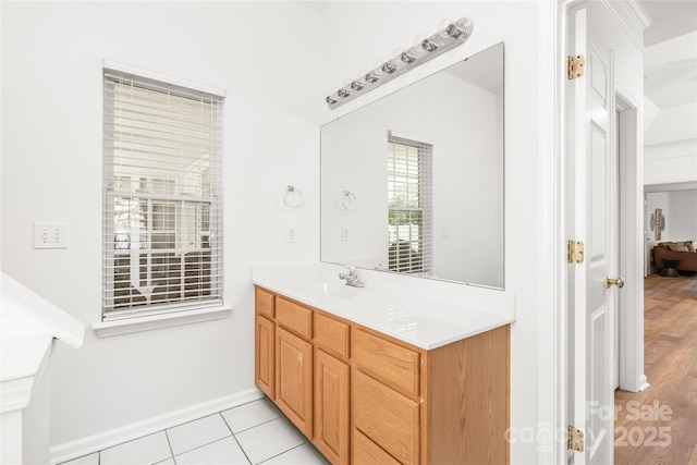502 Roxanne Ct NW, Concord, NC 28027 - bathroom featuring vanity, tile patterned floors, and baseboards