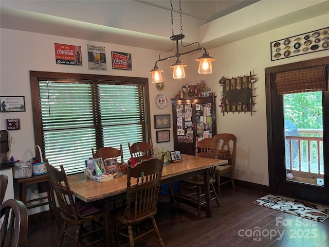 76 Six Springs Rd, Spruce Pine, NC 28777 - dining room featuring dark wood-style floors and baseboards
