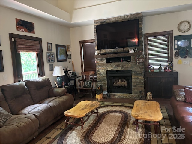 76 Six Springs Rd, Spruce Pine, NC 28777 - living area with a stone fireplace