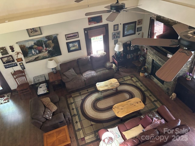 76 Six Springs Rd, Spruce Pine, NC 28777 - living room with wood finished floors and a ceiling fan